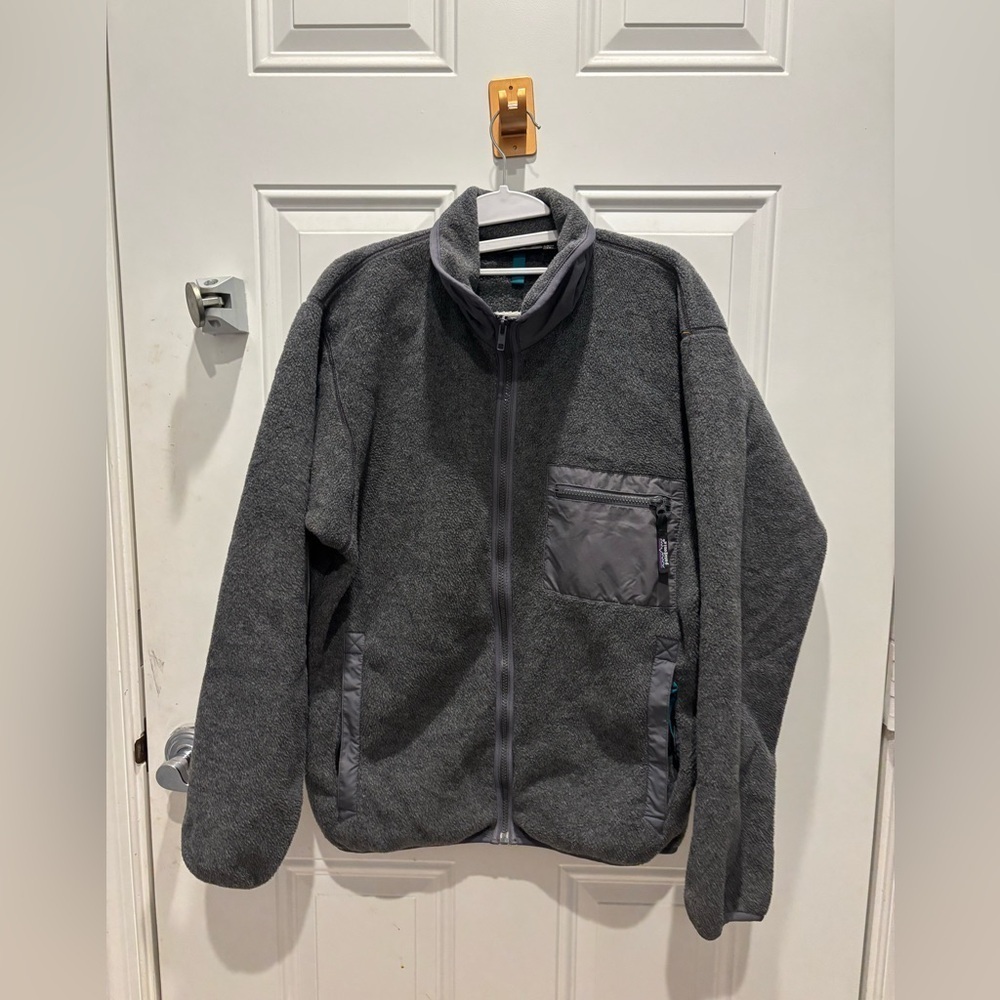 Vtg Patagonia Jacket Mens M Gray Full ZIp Fleece Gorpcore Made In USA